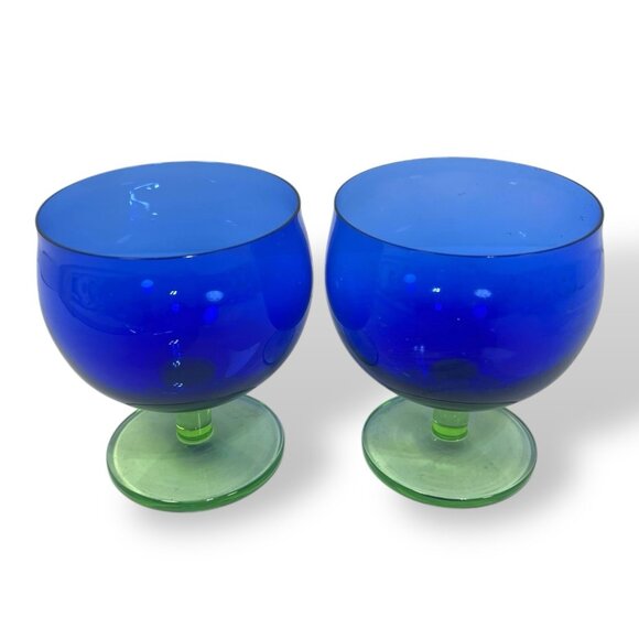 BLOCK capers Other - Block Capers Blue and Green Water Champagne Goblets Desert Glasses Set Of 2